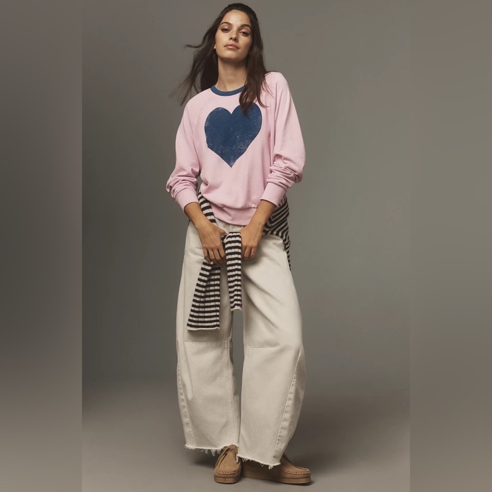 Anthropologie LetLuv heart ringer graphic sweatshirt in lilac 💜
